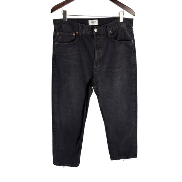 Agolde 90's Crop Straight Leg Jeans Black-sz 30 - Picture 4 of 11
